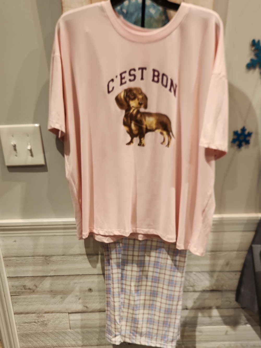 NWT Joyspun Pink C'est Bon Dachhund Women's 2pc PJ Set Sz 2X (18W-20W)